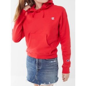 uo exclusive red champion hoodie